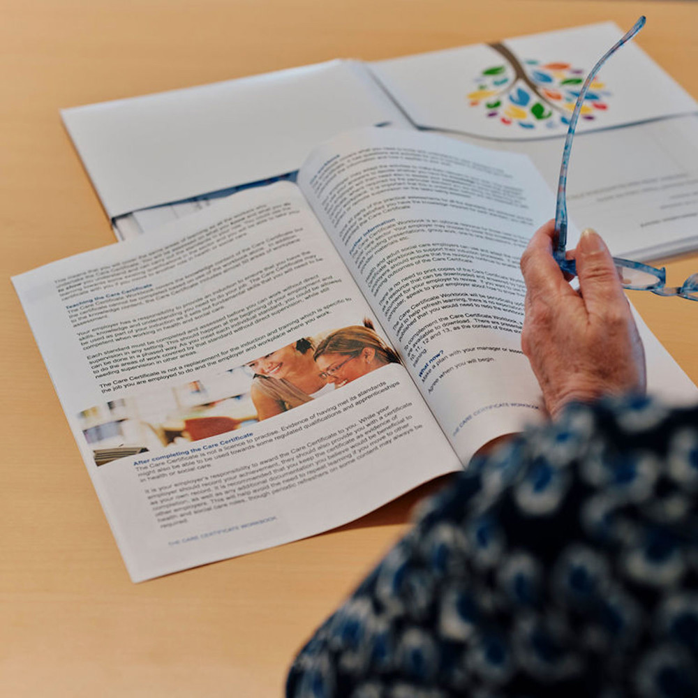 Image of close up notebook of student in training session