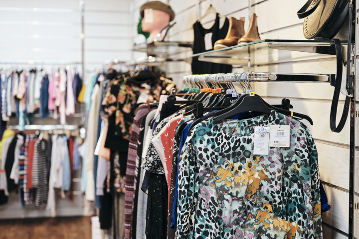 Image of clothes in st helier fundraising store 