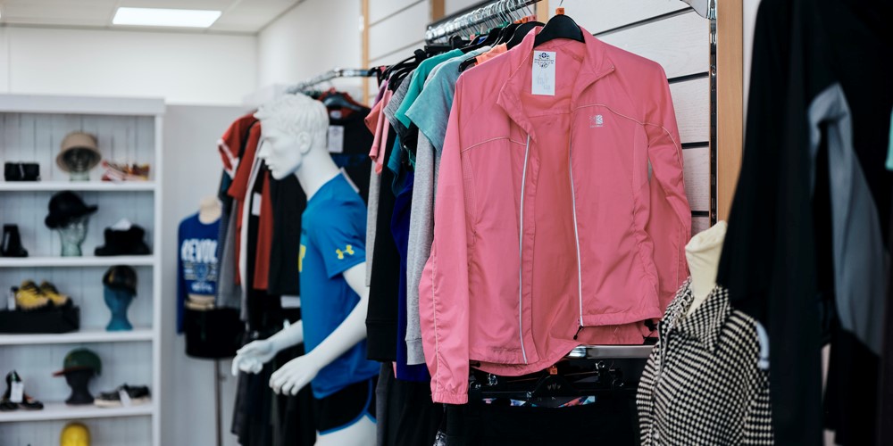 Image of clothes in st helier fundraising store 