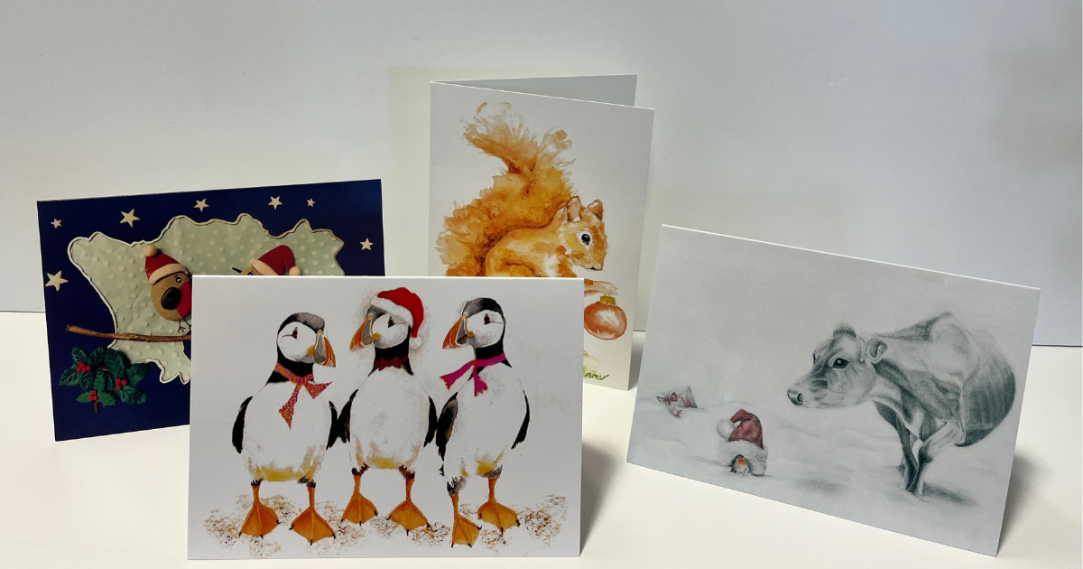 Image showing four Christmas cards for sale. 