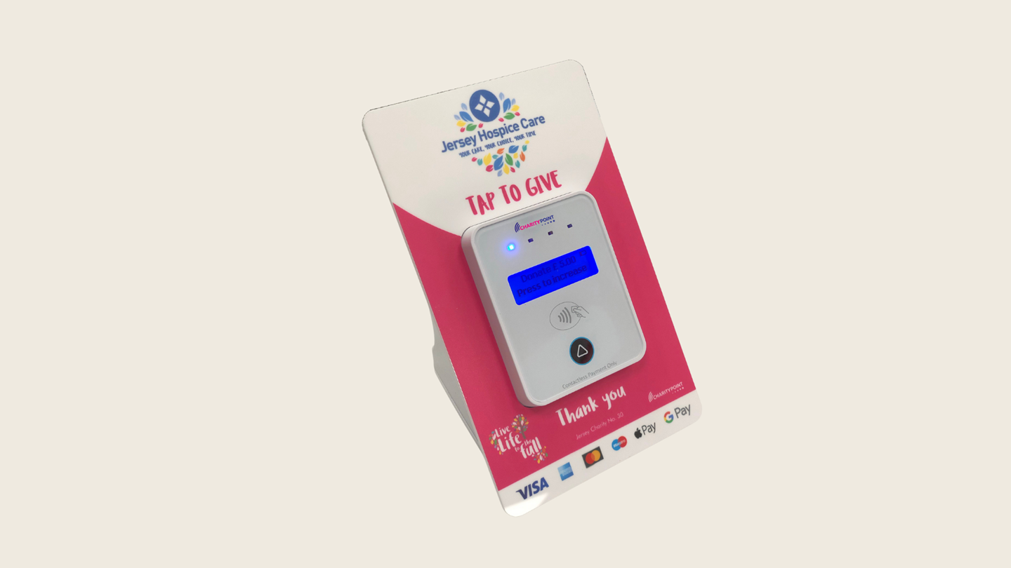 Image of tap to give contactless donation box