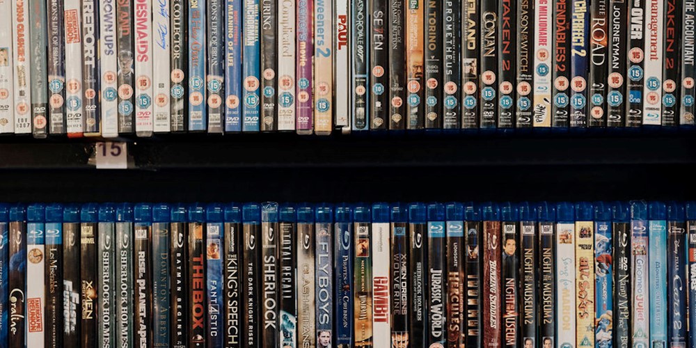 Image of DVD's in st ouens fundraising store 